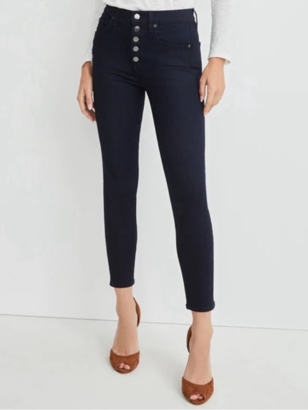 Veronica Beard Debbie Ankle Skinny High Rise Button Fly Indigo Wash Jeans size 4